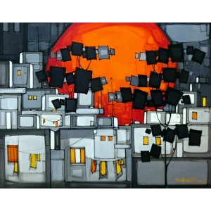 Salman Farooqi, 30 x 36 Inch, Acrylic on Canvas, Cityscape Painting, AC-SF-614